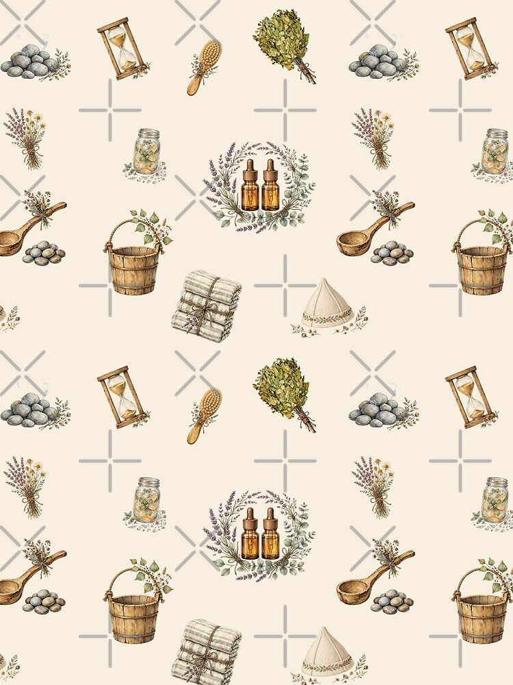 Sauna Ritual & Cold Plunge Watercolor Pattern Sauna Accessories by Neurospicy Trolls