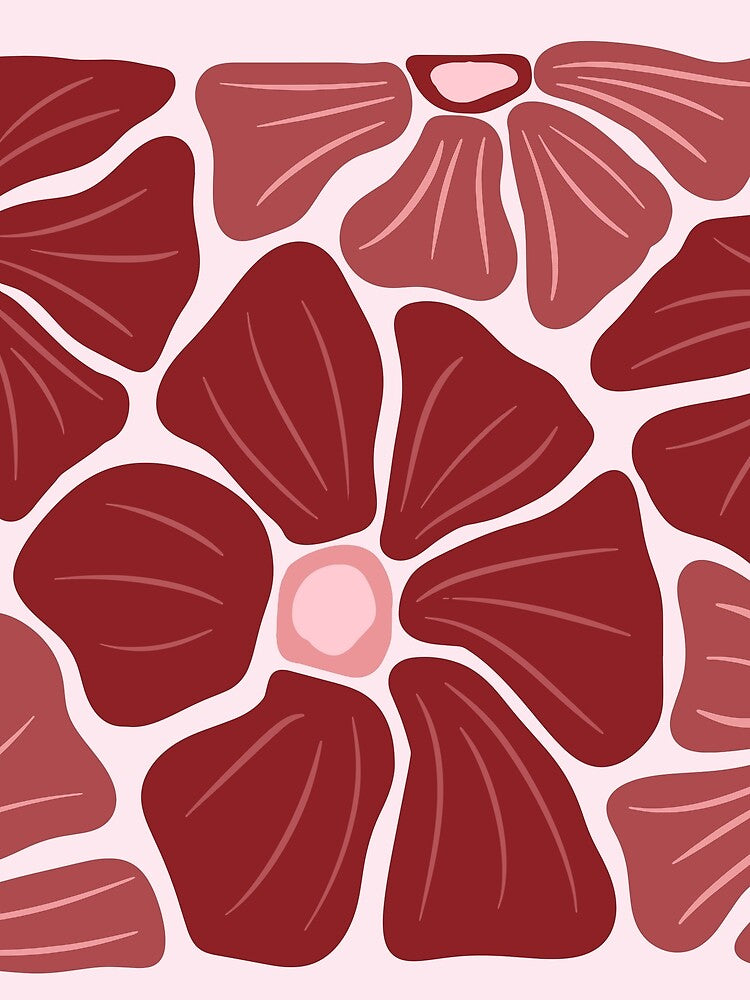 Crimson Petals – Bold Deep Red Floral Pattern Design by BuckaBaby
