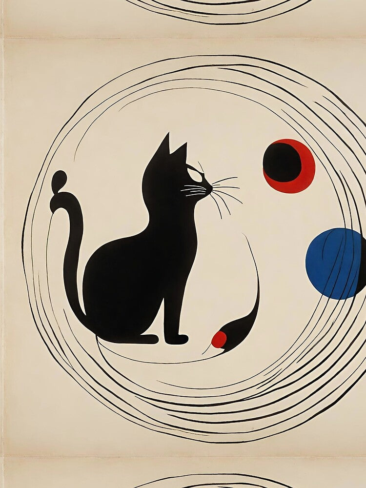 Joan Miro Inspired Abstract Cat with a Toy by bettypure
