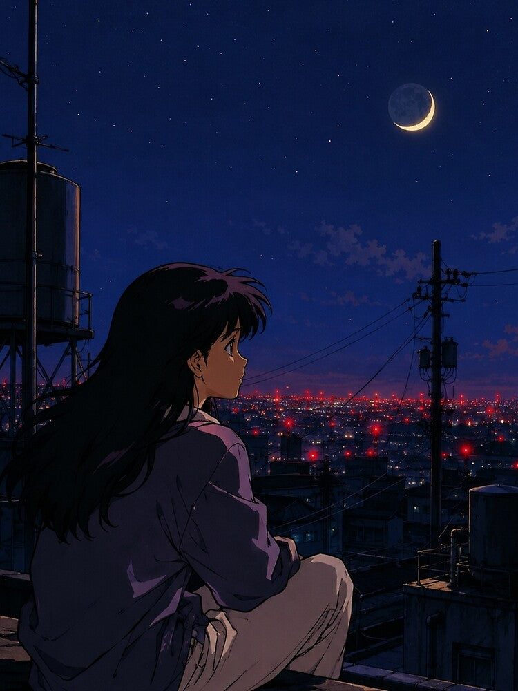 Midnight Rooftop - Classic Anime Aesthetic by bapupa