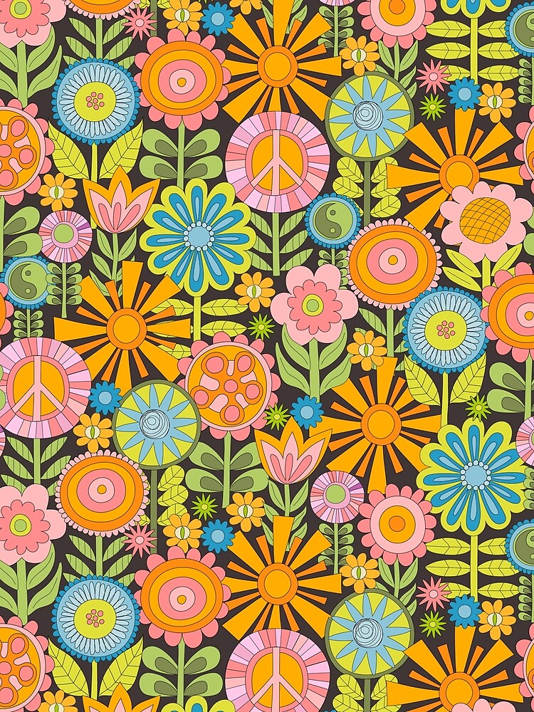 Groovy Seventies Peace Flowers by TrilbyWorks