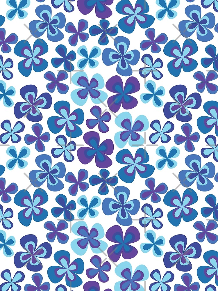 Pastel Blue and Purple 90s 2000s y2k Cute Flower Pattern by blomastudios