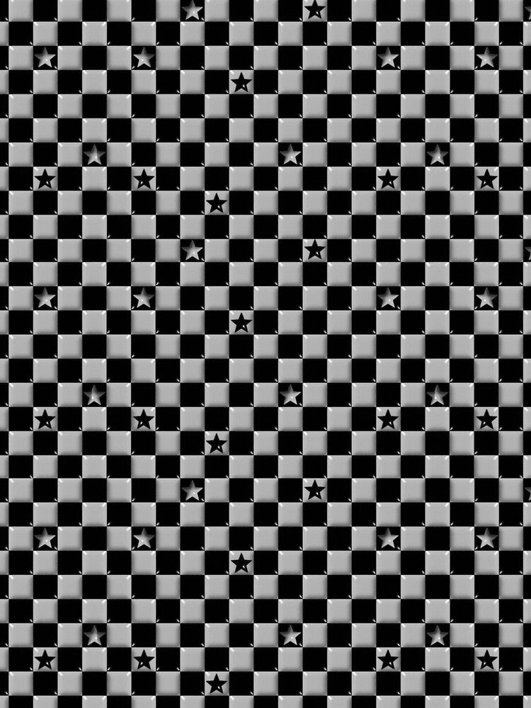 Y2K Grey Checker Stars – Emo & Grunge Scene Pattern by bunnyreeaa