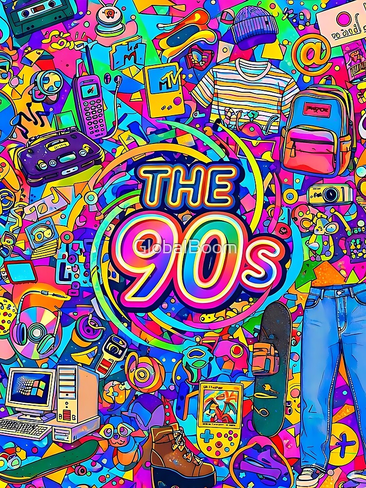 The 90s – Colorful Retro Pop Art Illustration by GlobalBoom