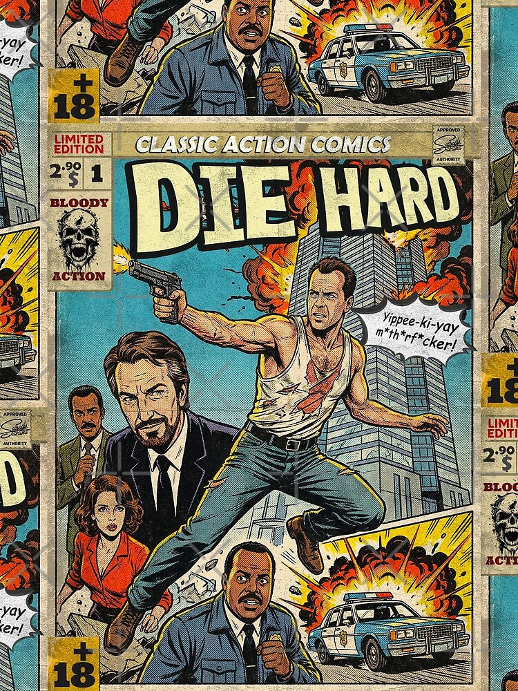 Die Hard Vintage Comic Cover Art by Back2Collage