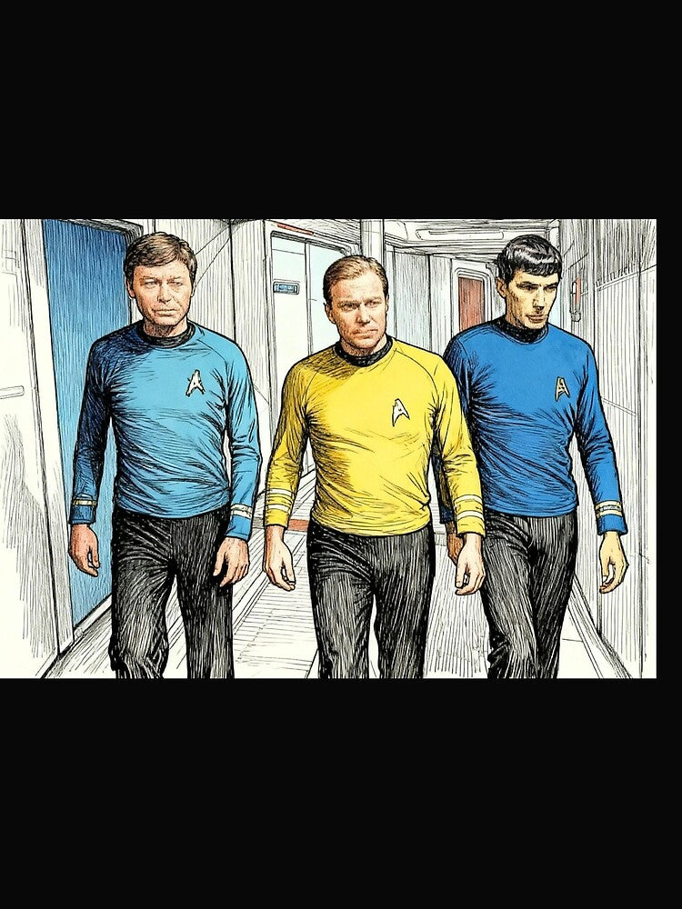 Captain Kirk, Spock, and Scotty by sid1802