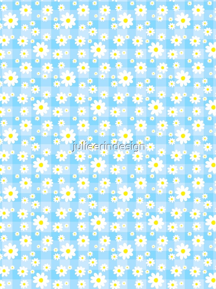 Blue Plaid Daisy Pattern by Julie Erin Designs