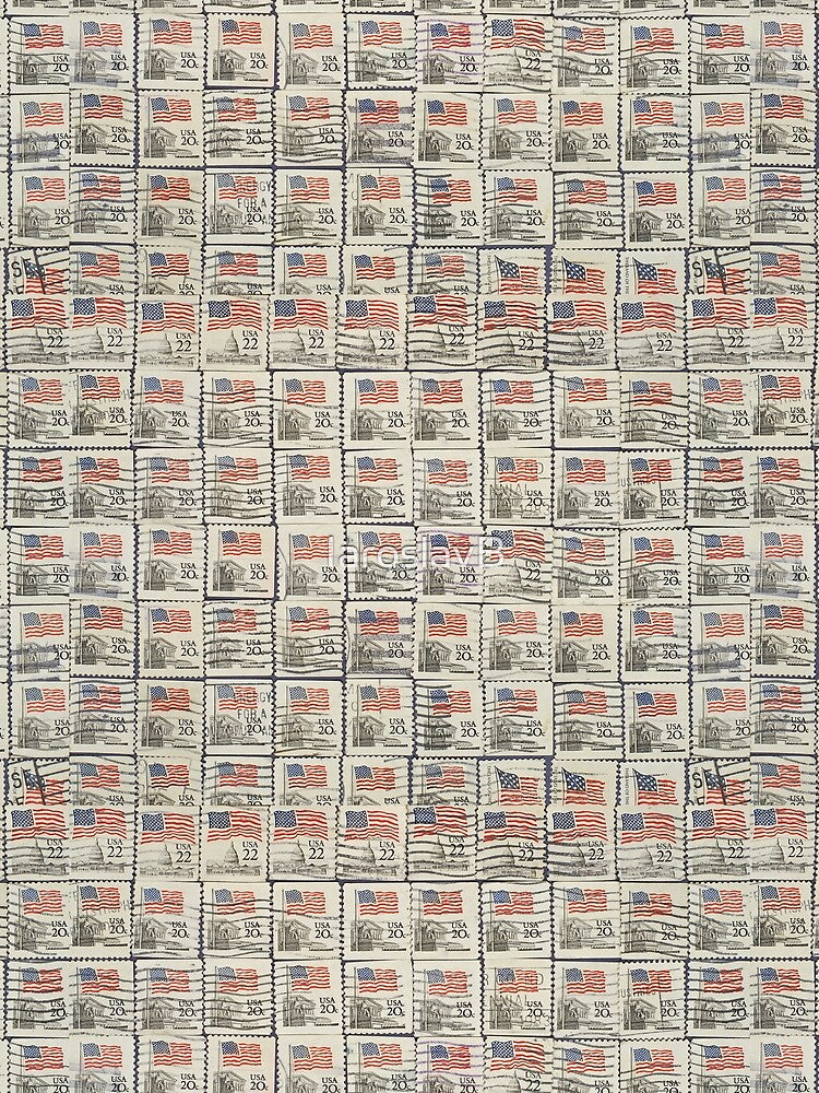 USA State Flag on a postage stamps.Background. by IaroslavB