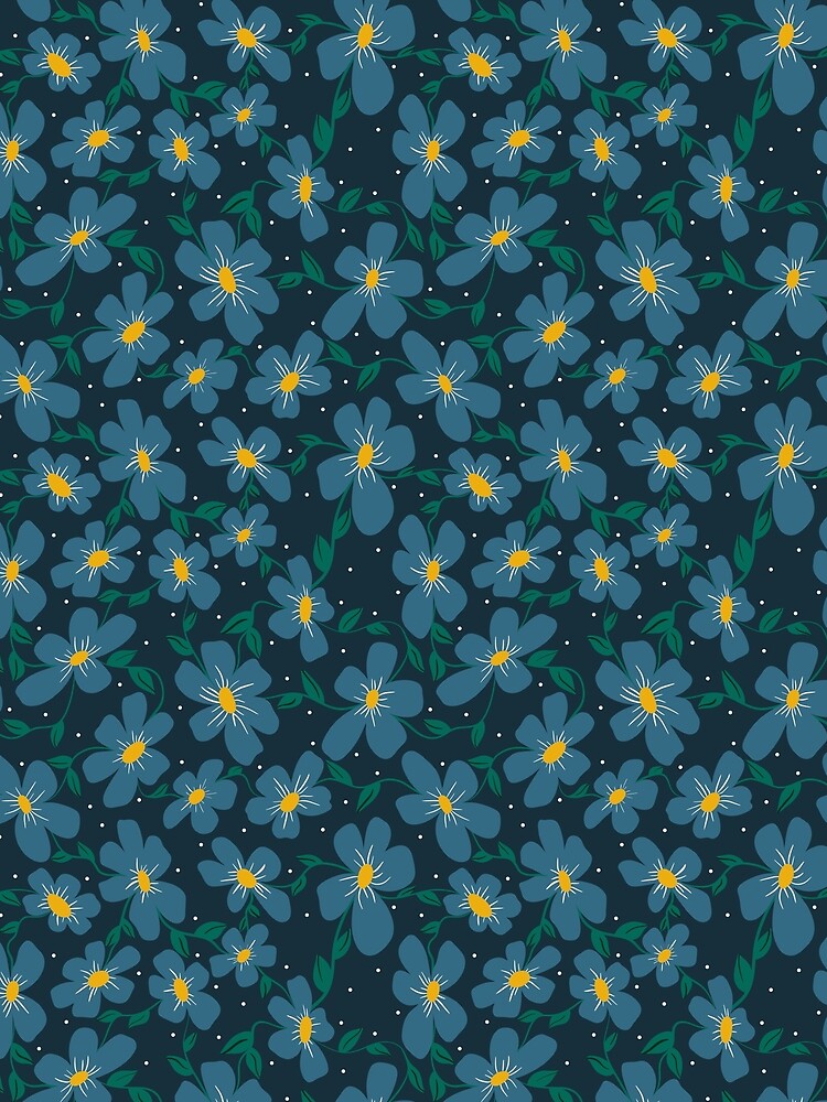Blue Yellow Groovy Retro Flowers by ShoniwDesigns