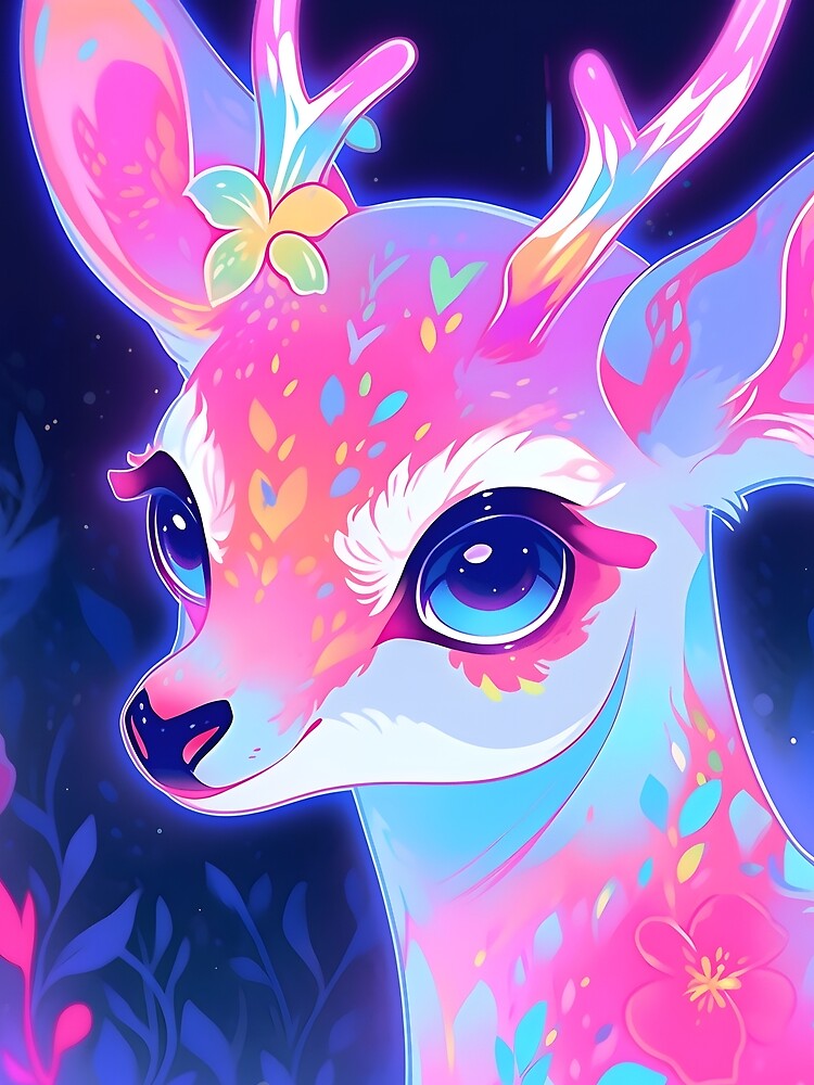 Y2K Aesthetic - Pink Prismatic Stag by Cosmic-Canvases