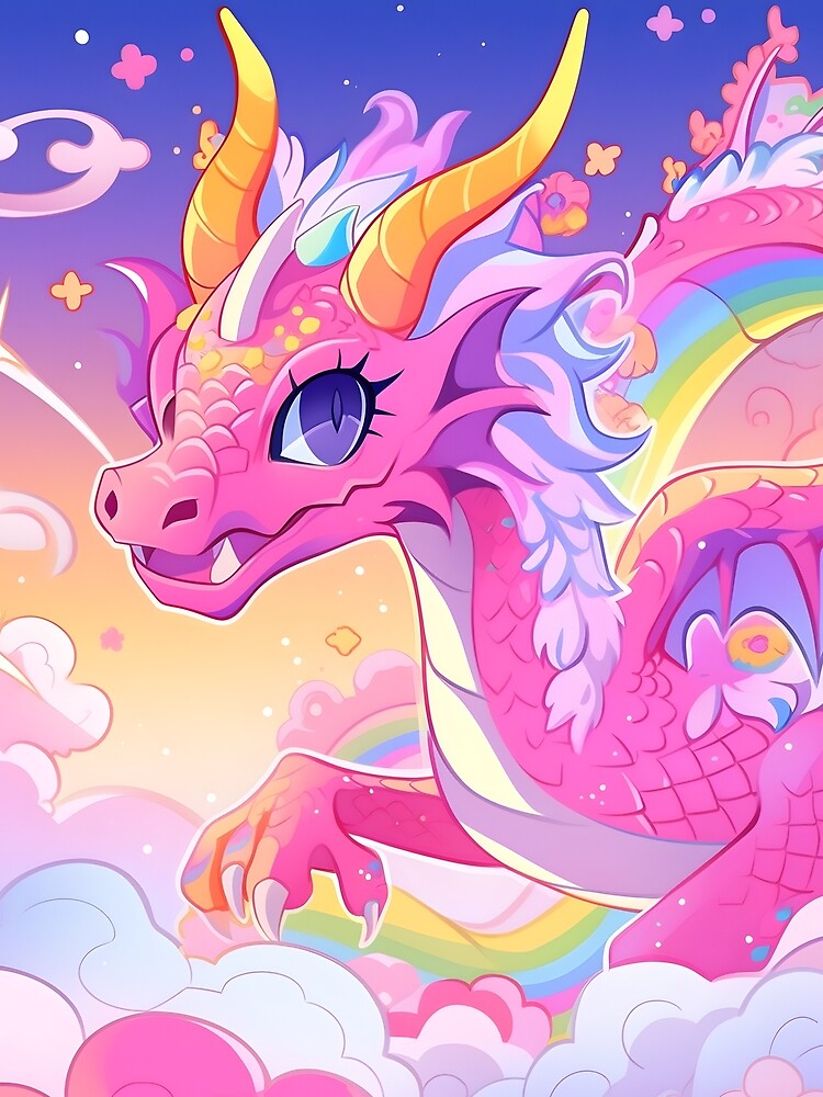 Y2K Aesthetic - Radiant Rainbow Dragon by Cosmic-Canvases