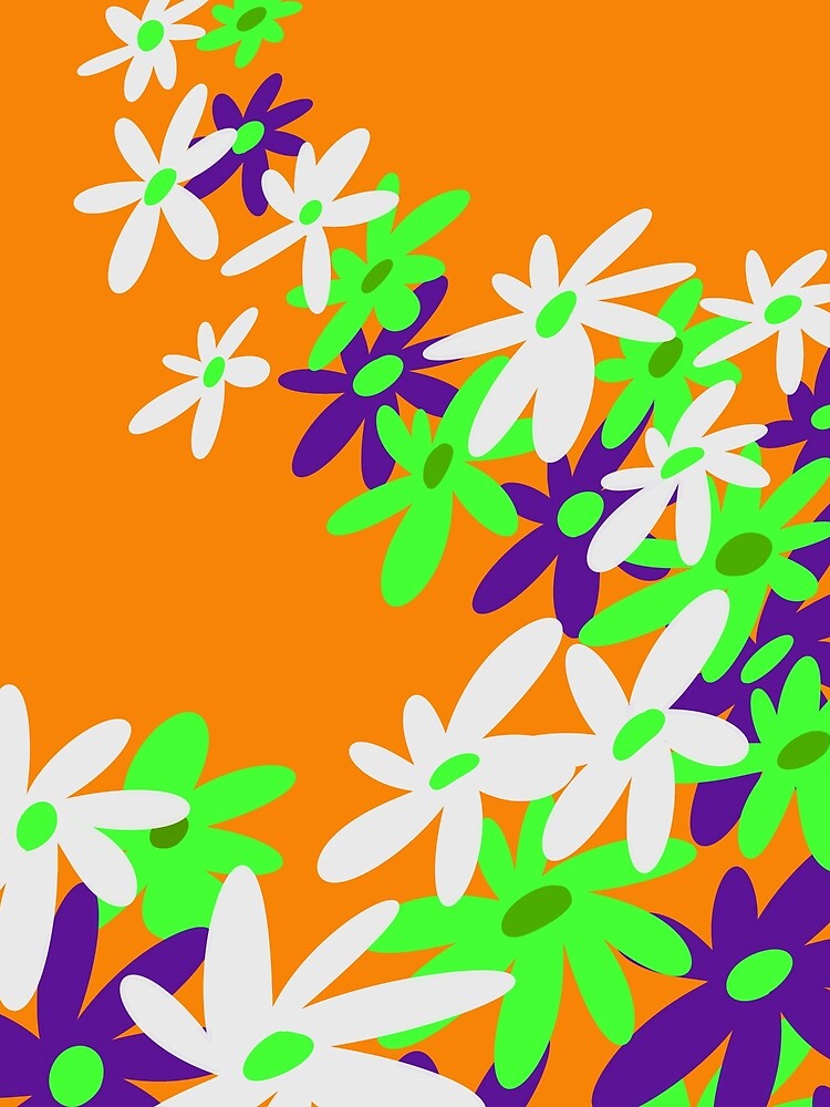 Stay Groovy Retro Flowers 90s Orange by PDMT