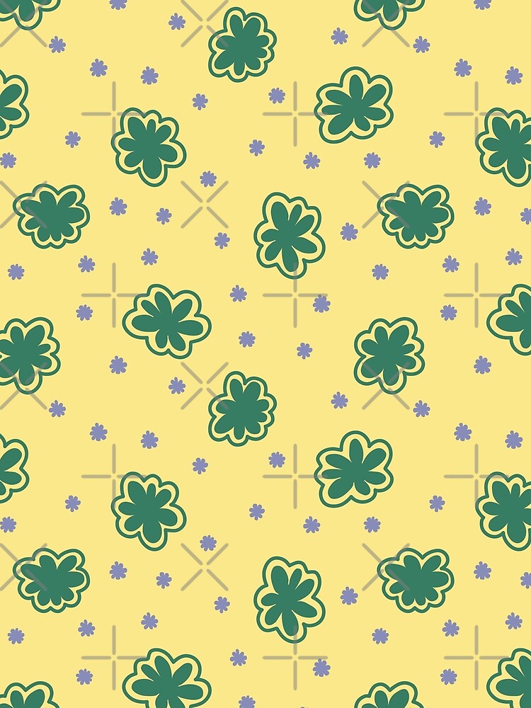Green and Yellow Flower Pattern 90s 2000s y2k Aesthetic by blomastudios