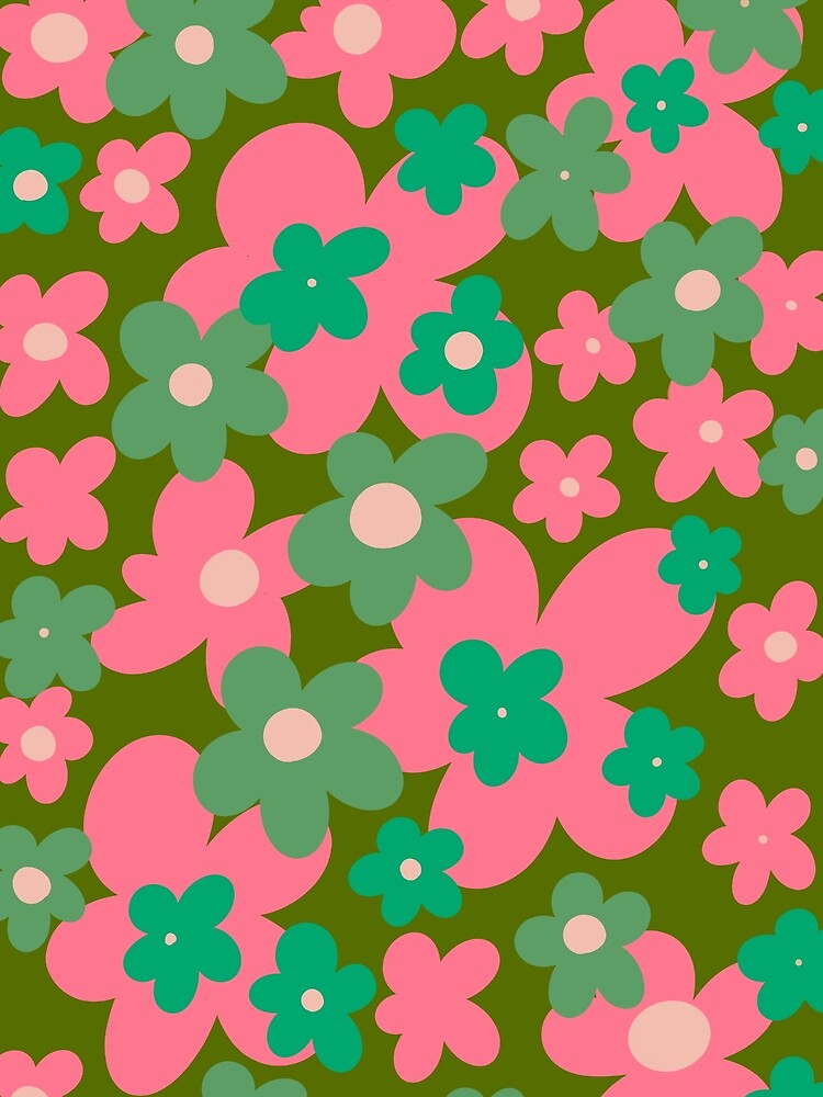 Groovy Retro Flowers 90s green 2 by PDMT