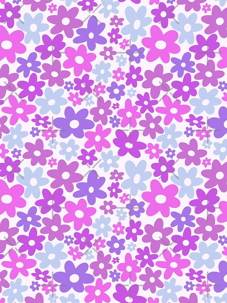 Retro Flowers 70s Purple Blue Groovy by trajeado14
