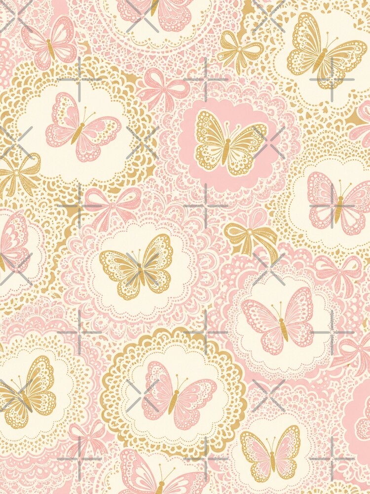 Lace Doily and Butterflies Seamless Pattern | Coquette Aesthetic Repeat Design by StickyGuys