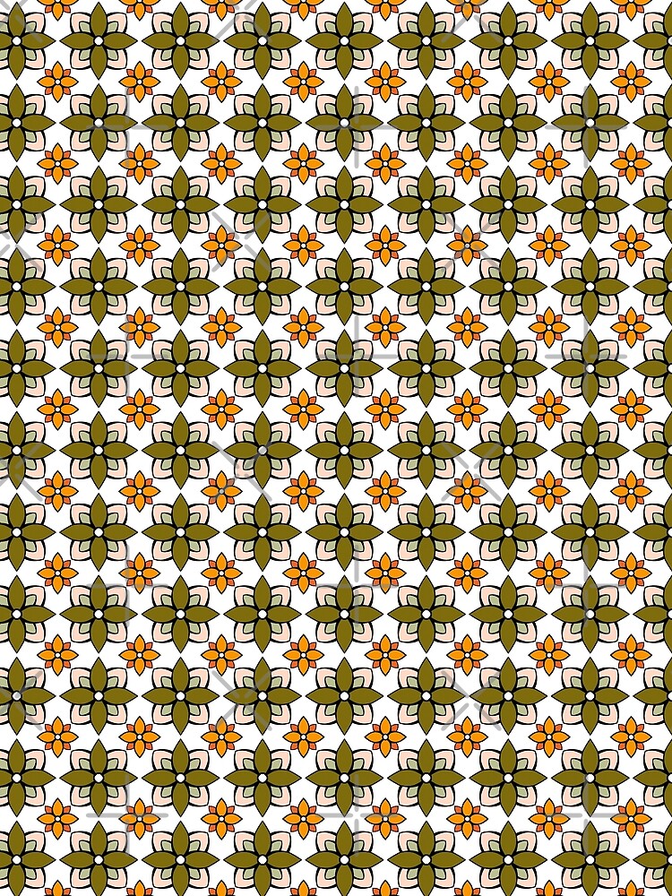 Retro Geometric Design - Green, Pink, Orange, White by thecloudycorgi