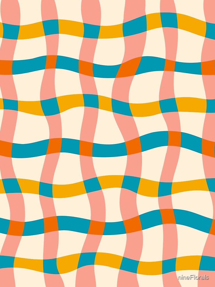 Retro 70s Groovy Warped Plaid Pattern 1 by nineFlorals