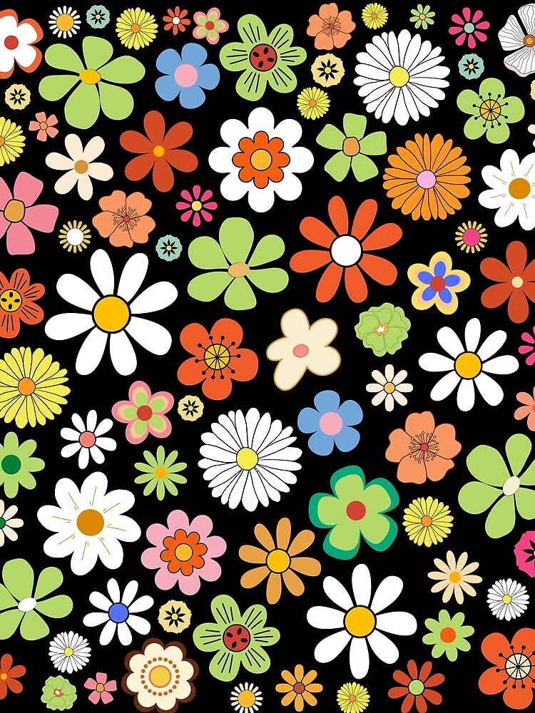 Flower Power 1971 - Groovy flowers, retro 60s and 70s patterns by MadamBullmoose