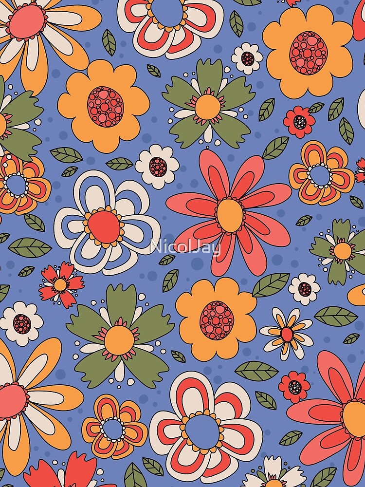 Hippie Retro Floral Pattern by NicolJay