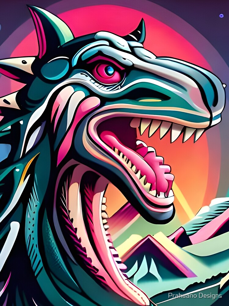 Dinosaur Retro Vintage Tshirt by Prahaano Designs