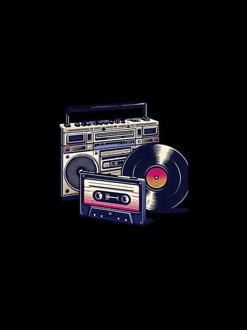 90'S Retro Boombox Cassette  Vinyl Record by discriminatio