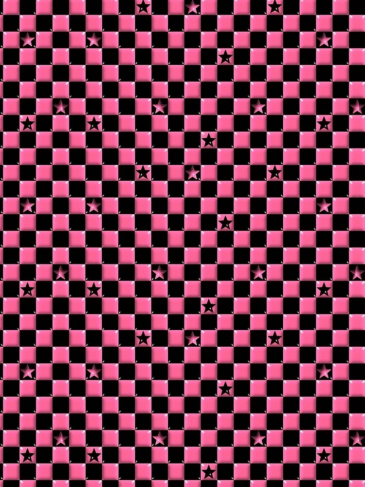 Y2K Scene Pink Checker Stars – Emo & Alt Girl Pattern by bunnyreeaa