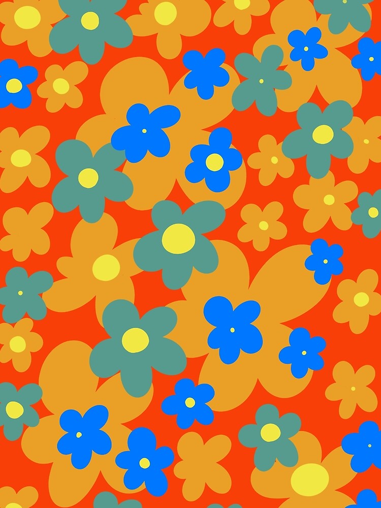 Groovy Retro Flowers 90s orange by PDMT