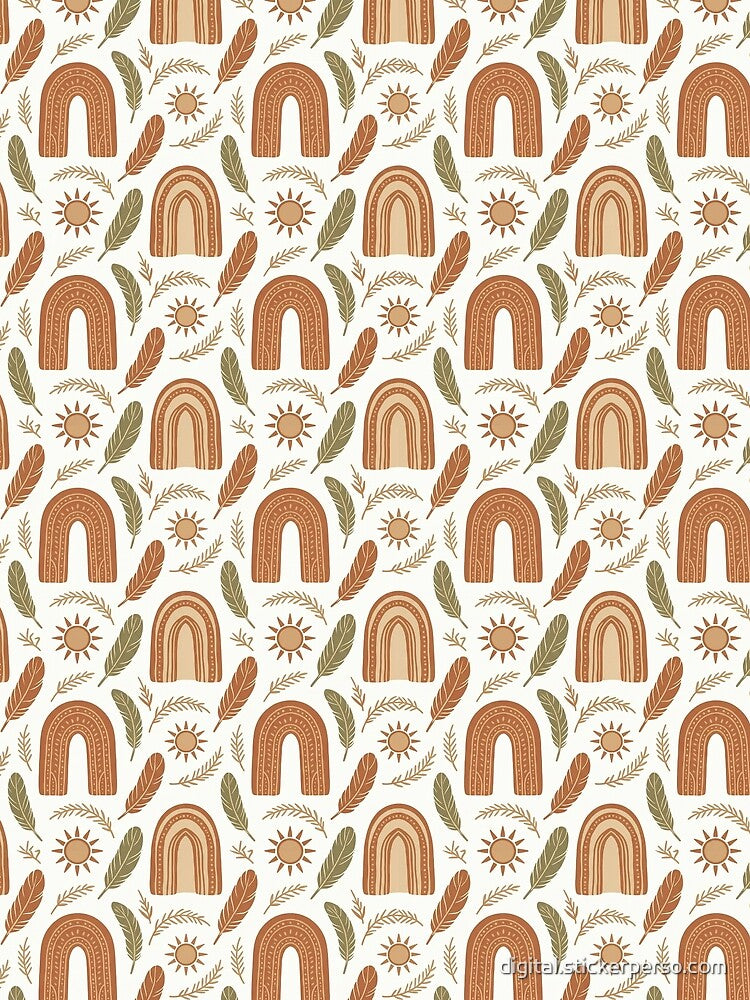 Boho Arches Sun Seamless Pattern by digital.stickerperso.com