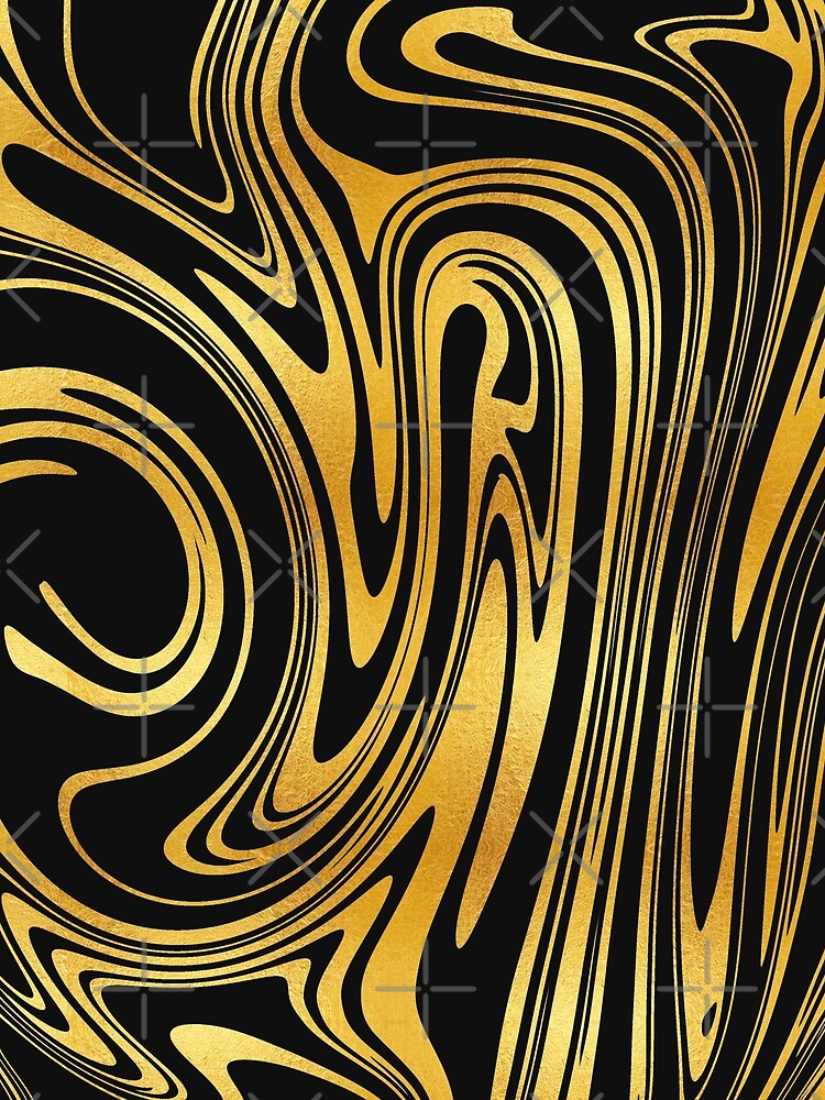 Black and Gold Abstract Swirly Pattern by WOW TeesAndThings