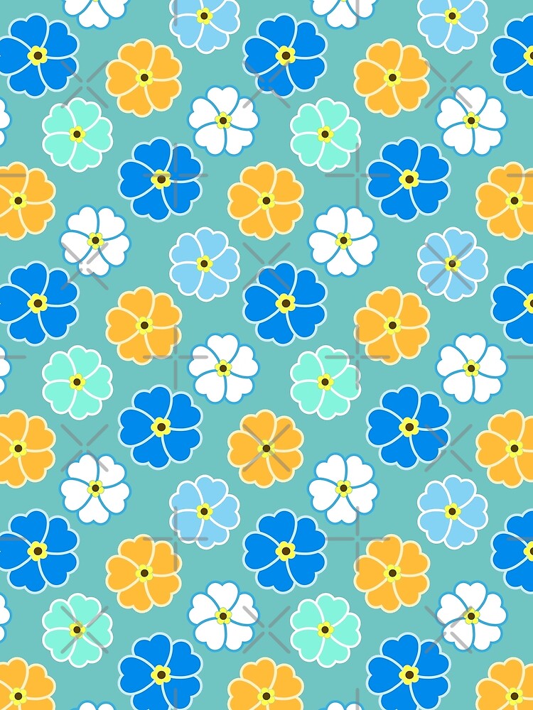 Flower Power Orange and Blue Retro Pattern by Lindsay Marie Patterns