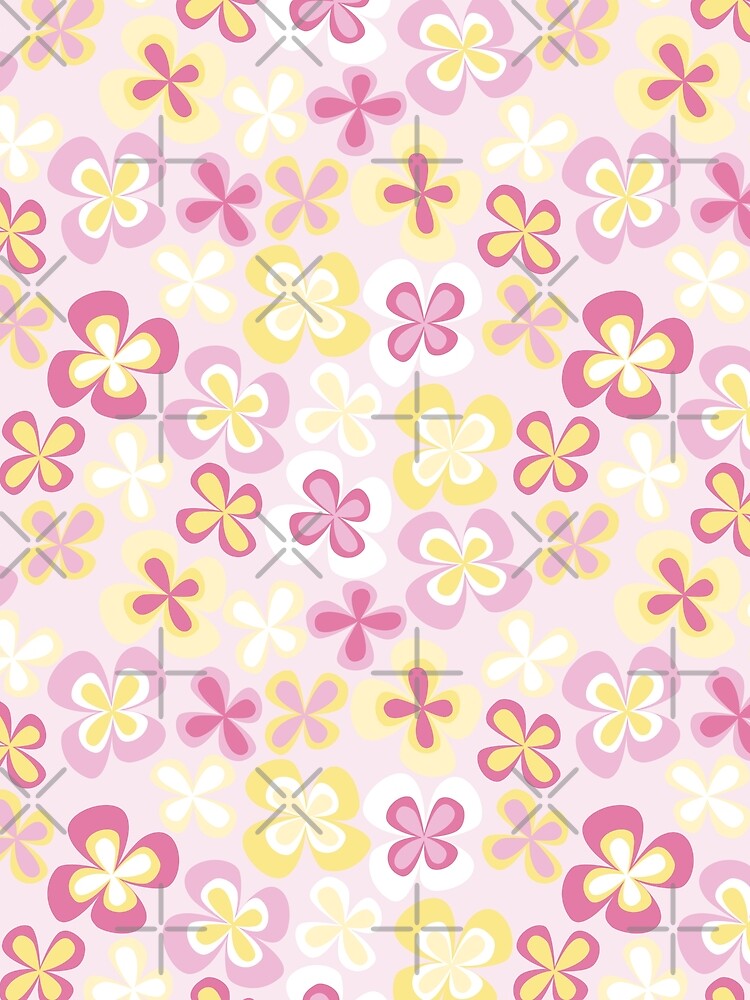 Pastel Pink and Yellow 90s 2000s y2k Cute Flower Pattern by blomastudios