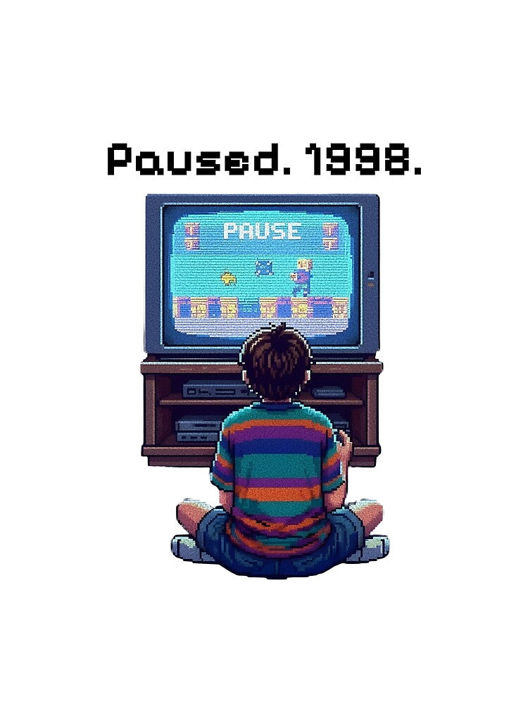 Paused 1998 Retro TV Gaming Aesthetic Design by 90sForever