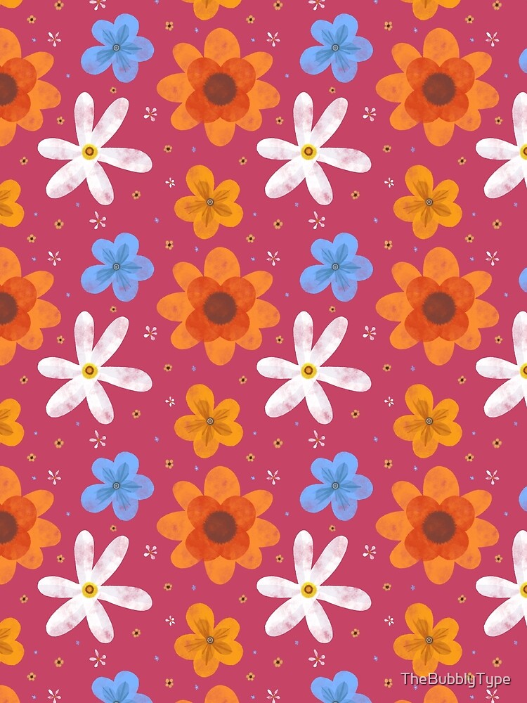 Groovy Watercolour Flowers (Pink) by TheBubblyType