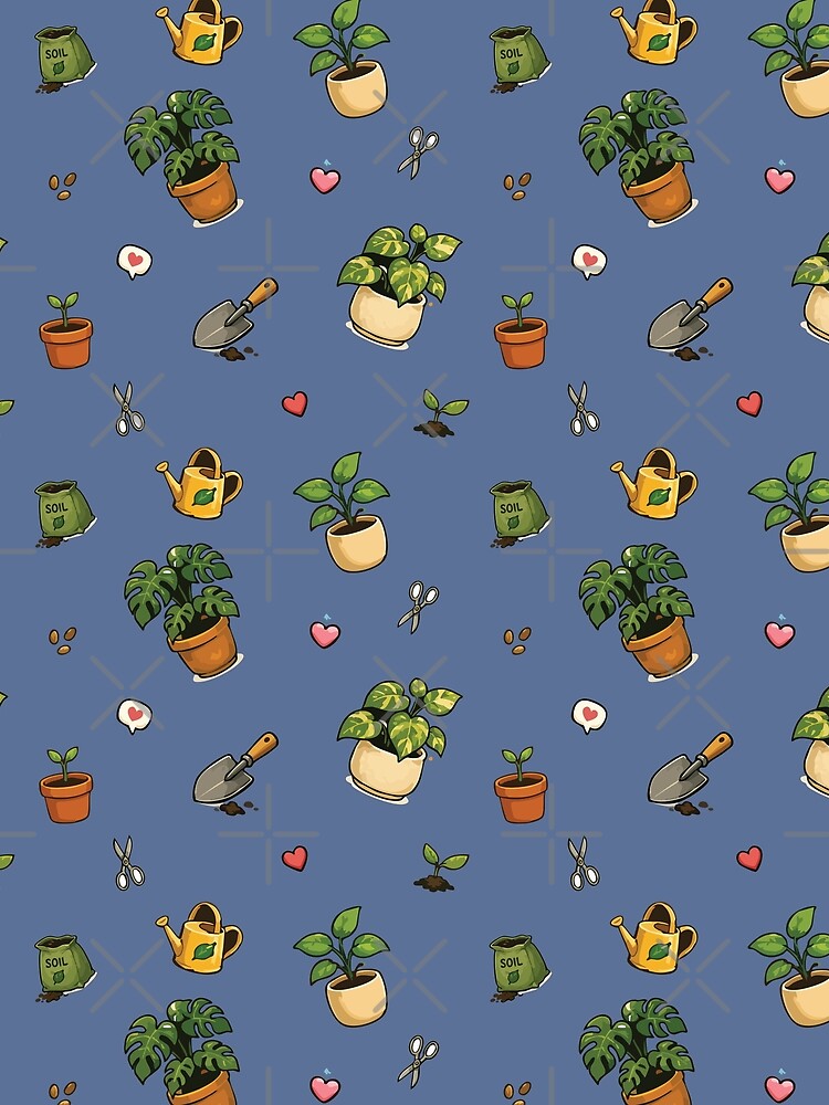 Cute Houseplant Seamless Pattern for Plant Lovers 3 by SimplePoDesign