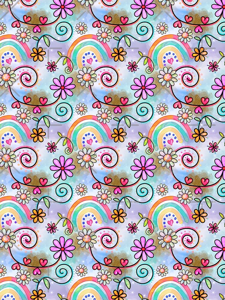 Rainbows, Flowers and Hearts Happy Hipy Summer Pattern by DaisyHouse