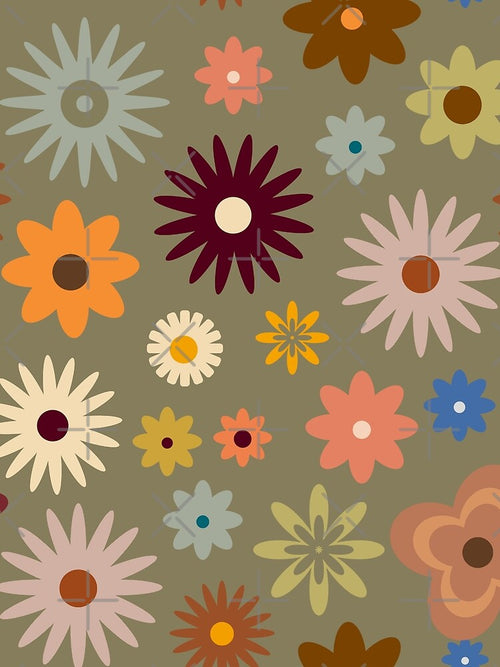 60s style retro flower pattern design poster by anandsiva2703