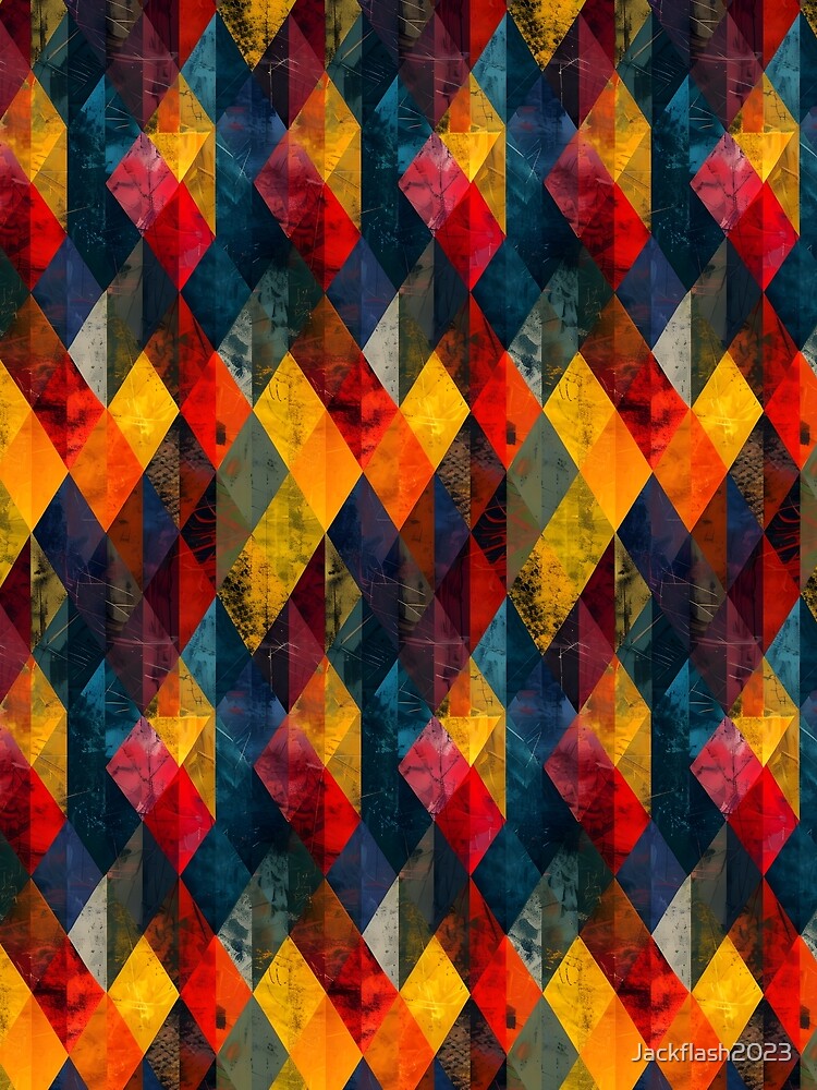 Grunge Diamond Pattern in Retro Colors by Jackflash2023