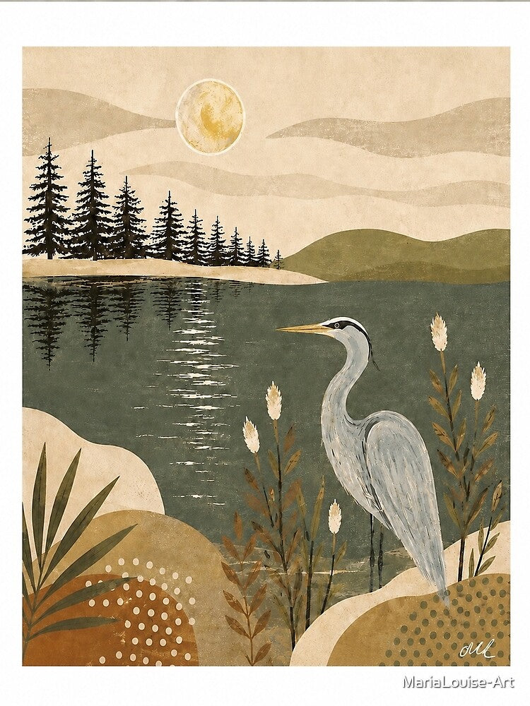Bohemian Heron by MariaLouise-Art
