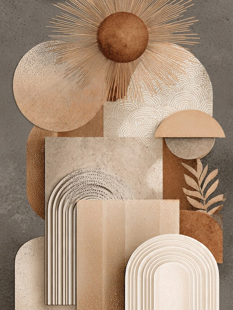 Neutral Boho Sun - Minimalist Greige Taupe Design by DkSpirit
