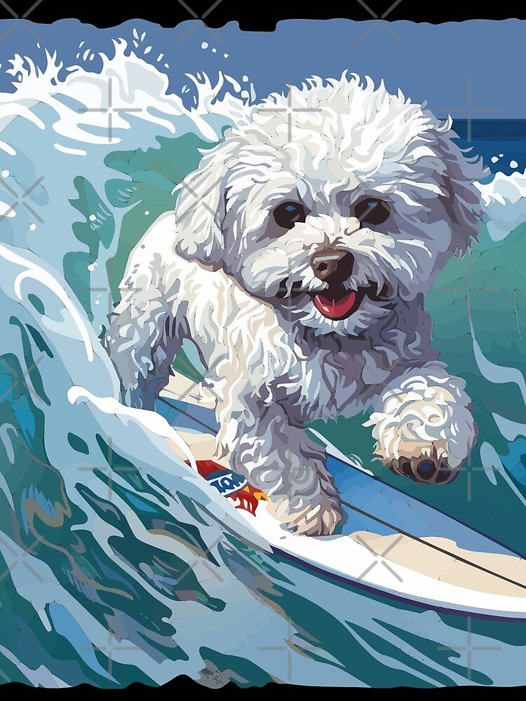 Surfing Bichon Frise by VelvetRoom