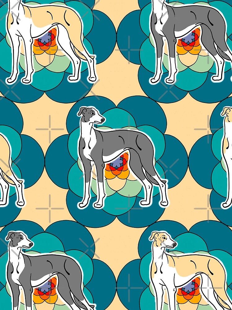 Retro Rainbow Greyhound Dog Pattern by thecloudycorgi