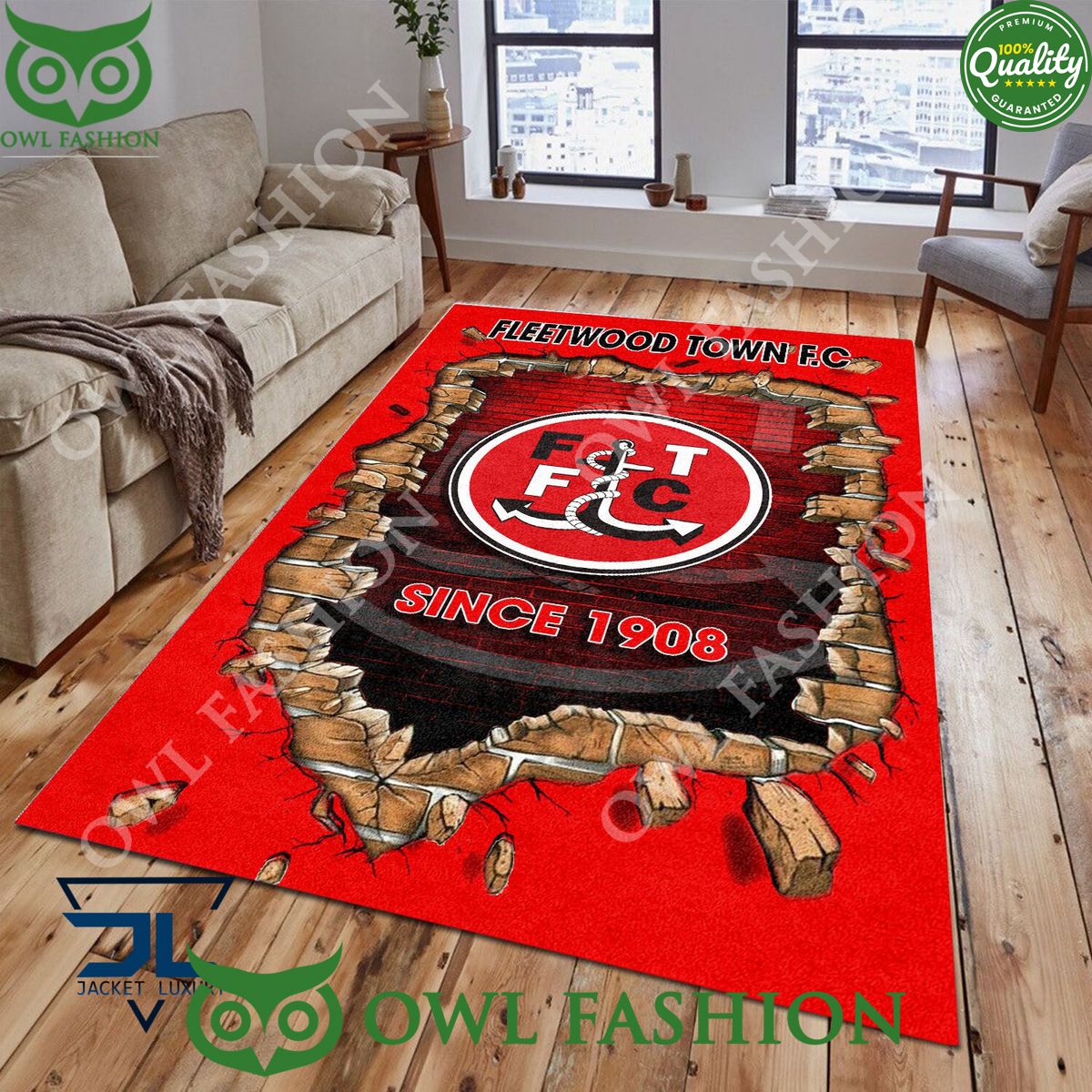 Fleetwood Town F.C 1829 League Two Living Room Rug Carpet
