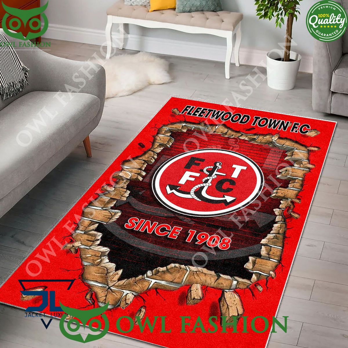 Fleetwood Town F.C 1829 League Two Living Room Rug Carpet