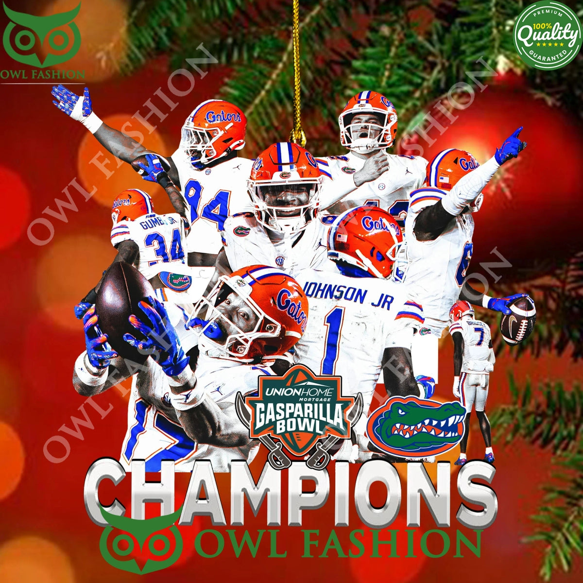 Florida Gators Gasparilla Bowl Union Home Champions Players Plastic ornament
