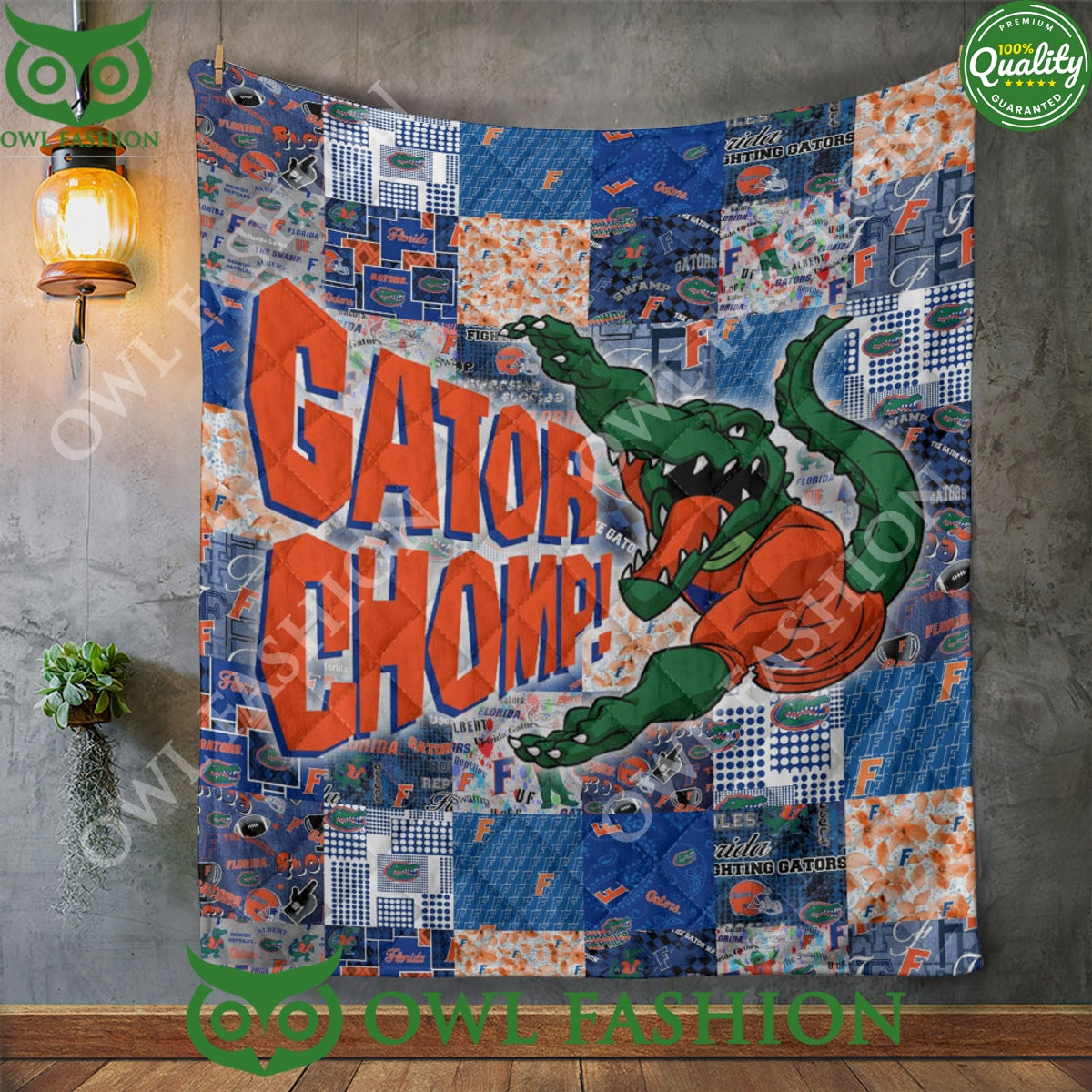 Florida Gators NCAA Gator Chomp Mascot Quilt Blanket