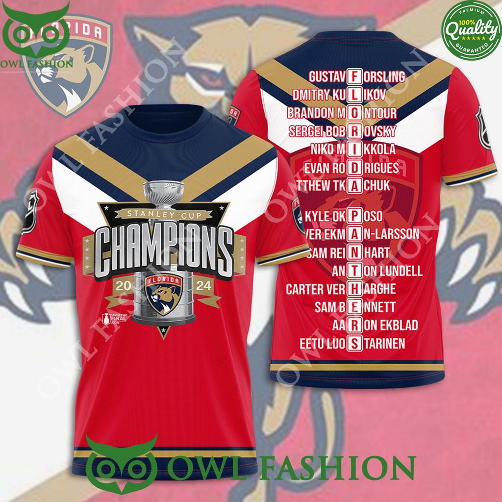 Florida Panthers 3D Player Names Champions t shirt