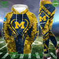 FLower Yellow pattern Michigan Wolverines Hoodie And Leggings Custom Name