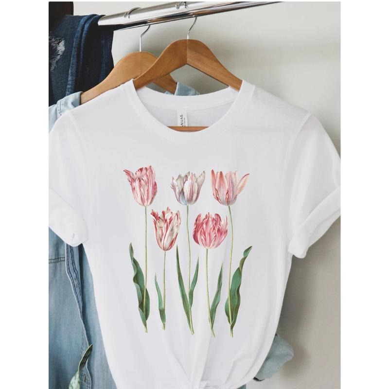 flowers Gunpla brand plants Printed T-shirts, casual T-shirts with short sleeves Gunpla brand spring Gunpla brand summer...