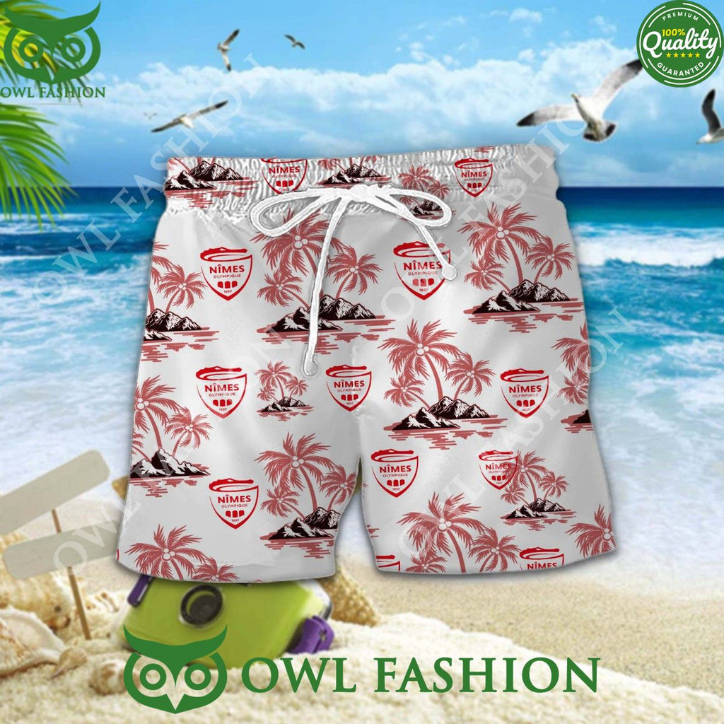 Football Club Coconut Island Nimes Olympique Ligue 2 hawaiian shirt